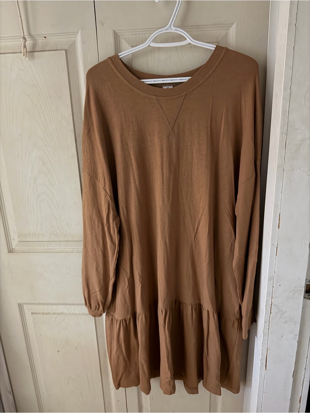 Smash + Tess Warm Tan Long Sleeve Tiered Dress